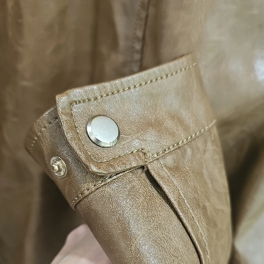 Zara Men's Tan Leather Jacket - Picture 6 of 8